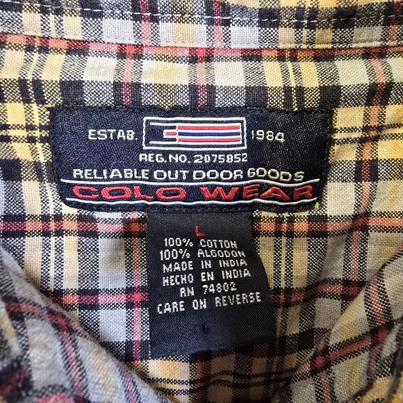 Colo Wear Shirt Mens L Brown Plaid Button Up Cowboy Outdoor Wear Hunting Fishing - Picture 2 of 7